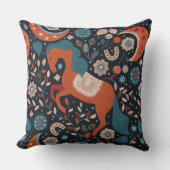 天北欧の赤い馬模様 クッション (正面)