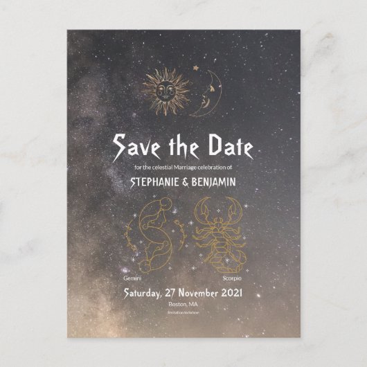 天占星術ジェミニ蠍座スターサイングレイ 案内ポストカード (正面)