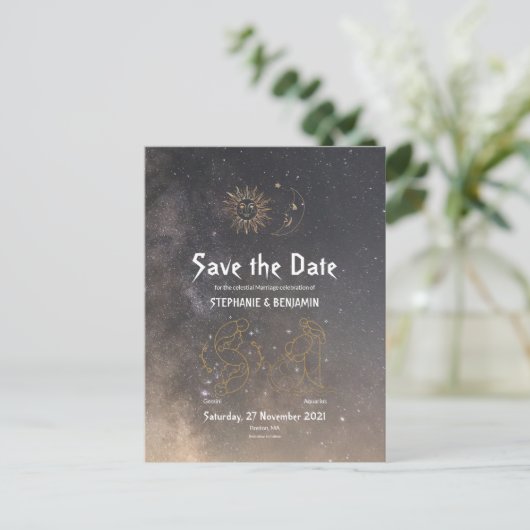 天占星術ジェミニAquarius星印 案内ポストカード (スタンド正面)