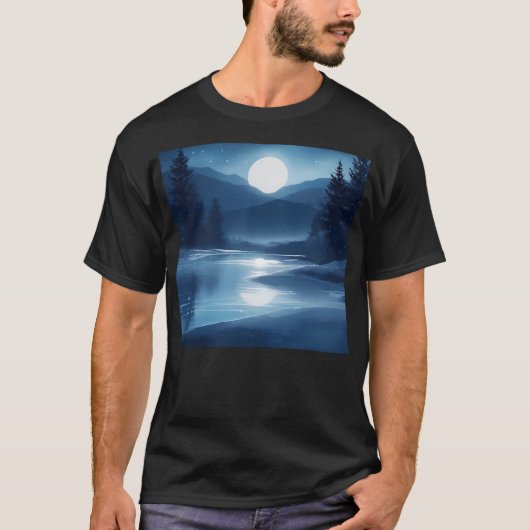 天反射ウォーターカラー月光 Tシャツ (正面)