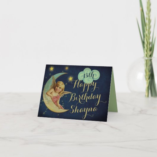 天名・年齢カスタム誕生日カード カード (正面)