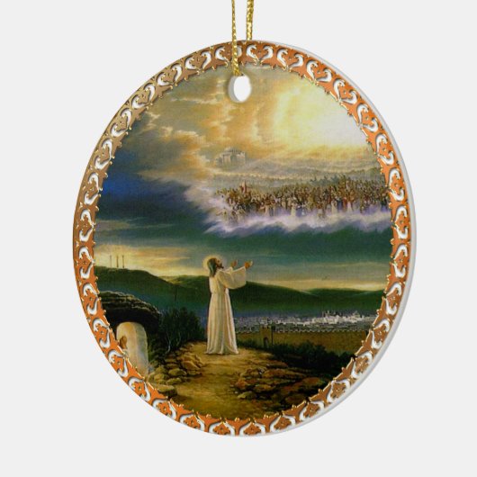 天国がイエスを歓迎する夕暮れ セラミックオーナメント (左)