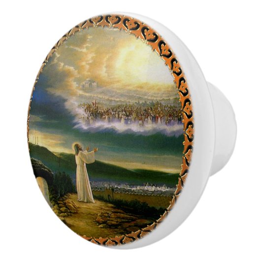 天国がイエスを歓迎する夕暮れ セラミックノブ (右)