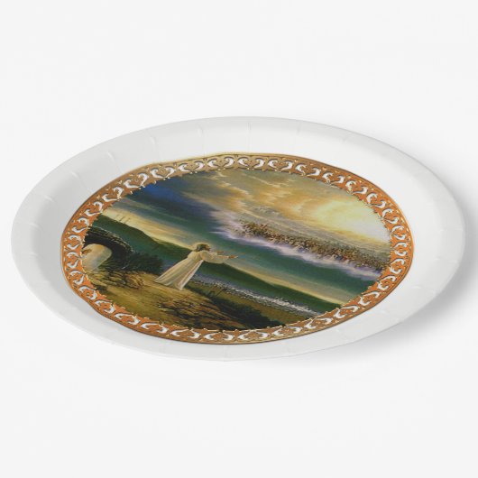 天国がイエスを歓迎する夕暮れ ペーパープレート (アングル)