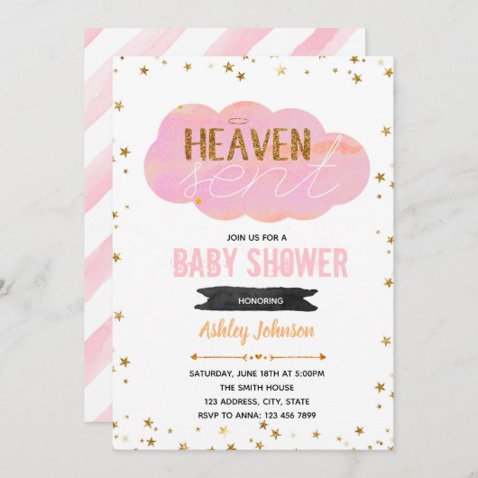 天国がベビーシャワーの招待状を送りました 招待状 (正面/裏面)