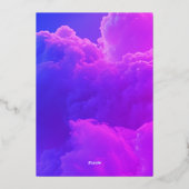 天国が天空のピンクと青の赤ちゃんシャワーを送信 箔招待状 (裏面)