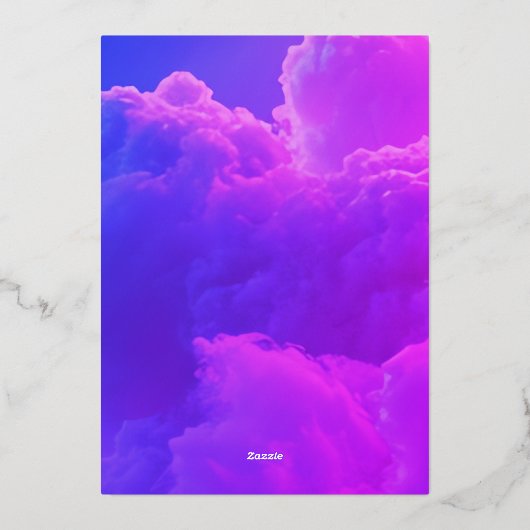 天国が天空のピンクと青の赤ちゃんシャワーを送信 箔招待状 (裏面)