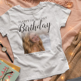 天国での誕生日おめでとう フォトメモリアル Tシャツ