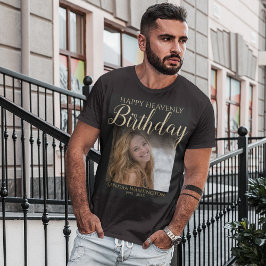 天国での誕生日おめでとう フォトメモリアルTシャツ Tシャツ