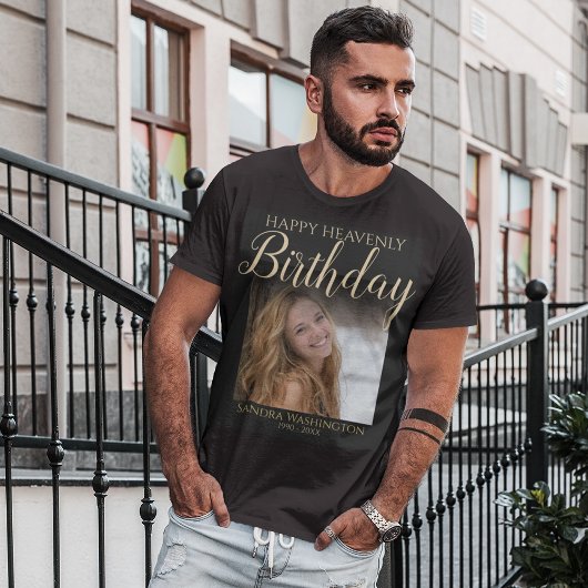 天国での誕生日おめでとう フォトメモリアルTシャツ Tシャツ