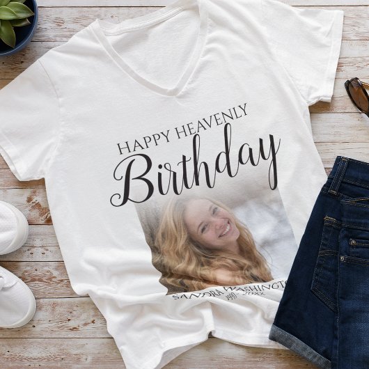天国での誕生日おめでとう フォトメモリアルTシャツ Tシャツ