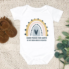 天国で母に地球に手を引かれる ベビーボディスーツ