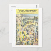 天国と地獄のヴィンテージリトグラフへの道 ポストカード (正面/裏面)