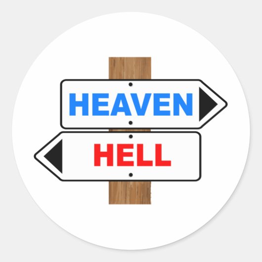 天国と地獄の方向標識 ラウンドシール (正面)