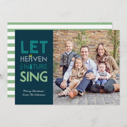 天国と自然がクリスマスの写真を歌う シーズンカード (正面/裏面)