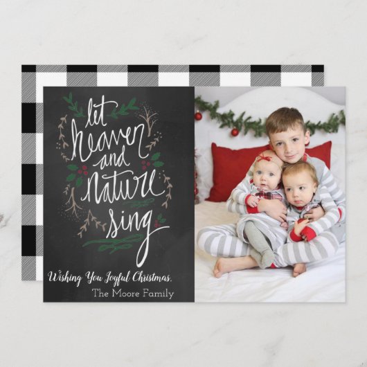 天国と自然がクリスマスフォトカードを歌う シーズンカード (正面/裏面)