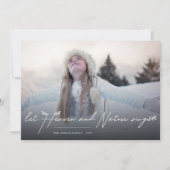 天国と自然が宗教的なクリスマスフォトを歌う シーズンカード (正面)