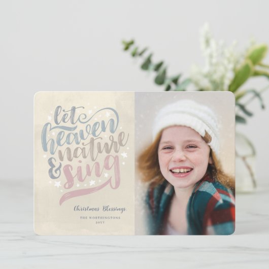 天国と自然に宗教的なクリスマスを歌わせる シーズンカード (スタンド正面)