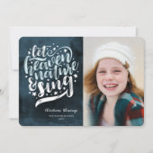 天国と自然に宗教的なクリスマスを歌わせる シーズンカード (正面)