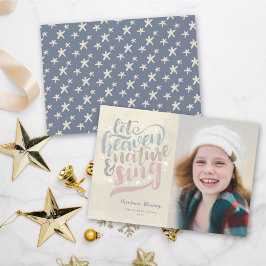 天国と自然に宗教的なクリスマスを歌わせる シーズンカード