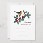 天国と自然を歌う冬の鳥ホリークリスマス シーズンカード (正面)