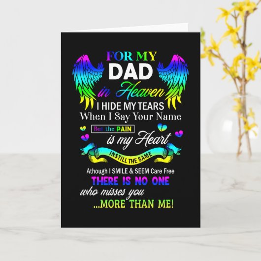 天国にいるお父さんへ 私は涙を隠す 父の日のプレゼント カード (黄色い花)