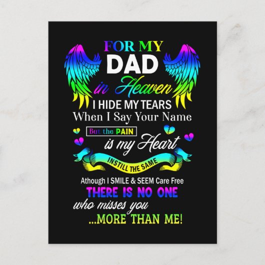 天国にいるお父さんへ 私は涙を隠す 父の日のプレゼント ポストカード (正面)