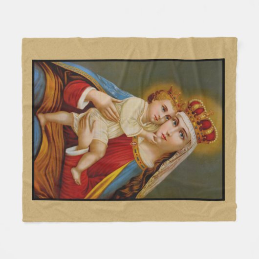 天国によって聖母マリア賛美されるイエス・キリストのカトリック教徒の女王 フリースブランケット (正面(横))