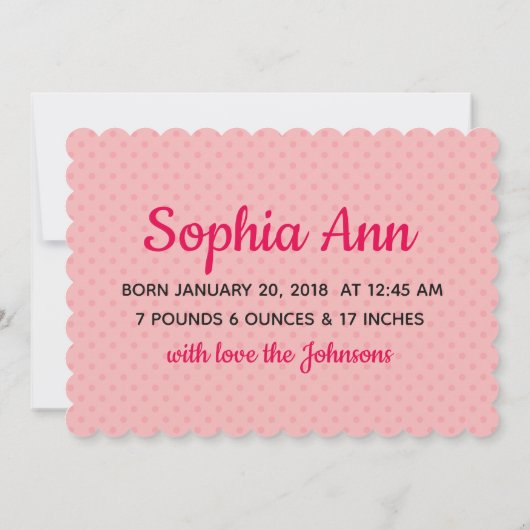 天国によって送られる写真の調節可能な誕生の発表 案内状 (裏面)