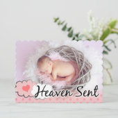 天国によって送られる写真の調節可能な誕生の発表 案内状 (スタンド正面)