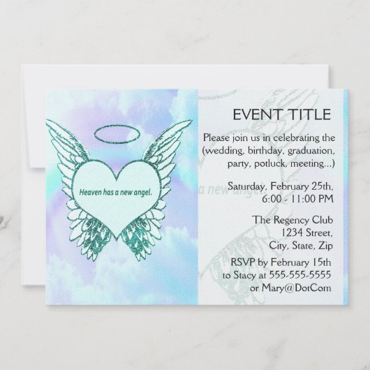 天国に新しい天使があります 招待状 (正面)