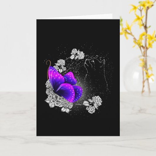 天国に猫 アニマルメモリアルテーマ 猫好き カード (黄色い花)