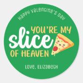 天国のひととき ユニークなバレンタインデーのピザ ラウンドシール (正面)