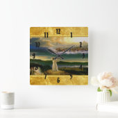 天国のゲートの金ゴールドの質のデザインのイエス・キリスト スクエア壁時計 (ホーム)