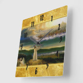 天国のゲートの金ゴールドの質のデザインのイエス・キリスト スクエア壁時計 (傾斜)