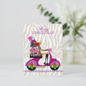 天国のハンドバッグクリスマスファッションゼブラ財布 ポストカード (スタンド正面)