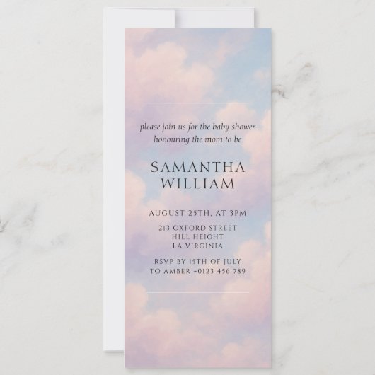 天国のピース赤ちゃんシャワーデジタルダウンロード 招待状 (裏面)