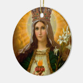 天国のメアリ・クイーンの我々のレディ純真ハート セラミックオーナメント (左)