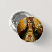 天国のメアリ・クイーンの我々のレディ純真ハート 缶バッジ (正面&裏面)