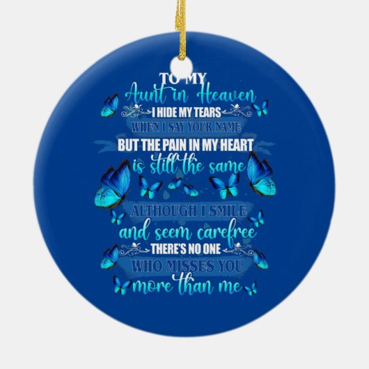 天国の叔母に愛する涙を隠す恋しく思 セラミックオーナメント (裏面)