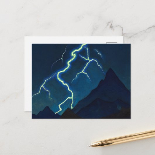 天国の呼び出し,稲妻Nicholas Roerich ポストカード (正面/裏面インサイチュ)