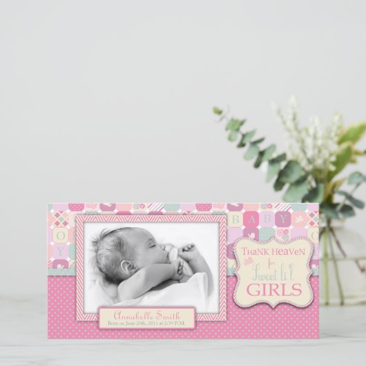 天国の女の子の写真カードを感謝していして下さい サンキューカード (スタンド正面)