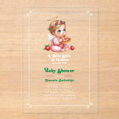 「天国の小さなスライス」ピザテーマベビーシャワー アクリル招待状 (正面)