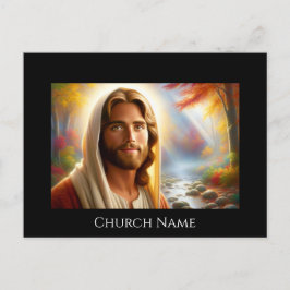 天国の森で微笑むイエス ポストカード