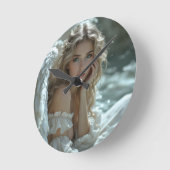 天国の目：静かな天使疑問に思 ラウンド壁時計 (傾斜)