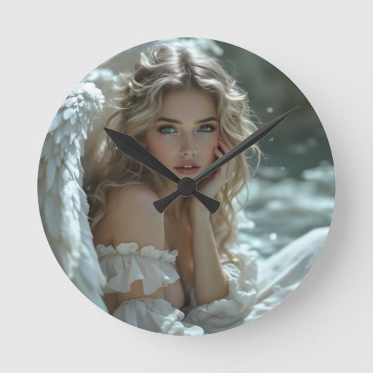 天国の目：静かな天使疑問に思 ラウンド壁時計 (正面)