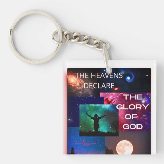 "天国の神の栄光を宣言"スクエアキーチェーン キーホルダー (正面)