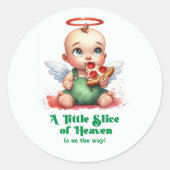 天国の赤ちゃんシャワー ラウンドシール (正面)