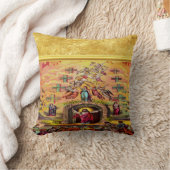 天国の金ゴールド箔の質感とイエスの門 クッション (ブランケット)