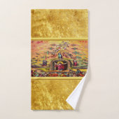 天国の金ゴールド箔の質感とイエスの門 バスタオルセット (ハンドタオル)